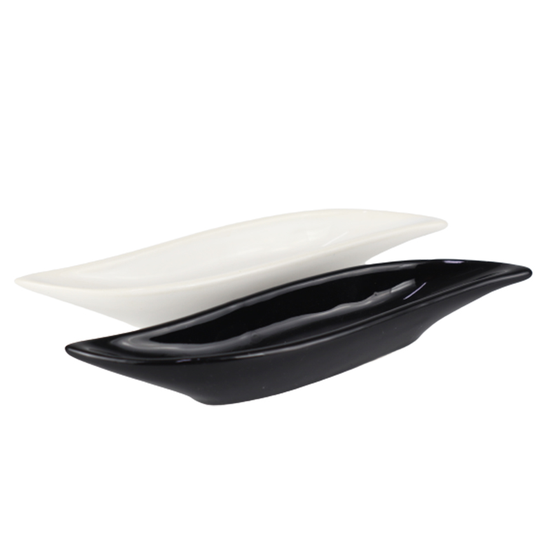 SET 2 PLATS CERAMIQUE (2 X (19X4,5 CM) MIX NOIR/BLANC