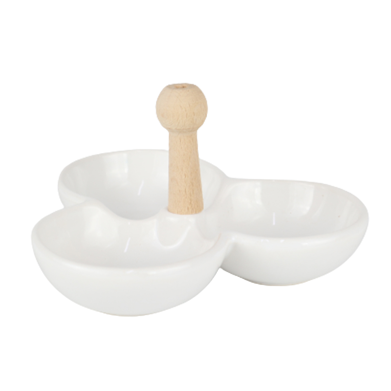 PLAT CERAMIQUE 3 COMPARTIMENTS 15 CM MIX NOIR/BLANC