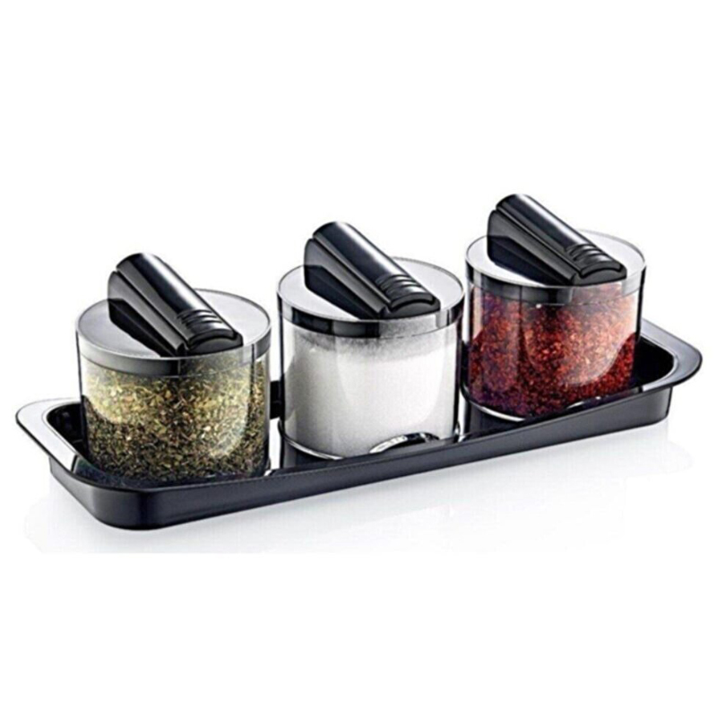 SET RANGE EPICES PLASTIQUE 27 X 9 X 8 CM NOIR