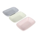 PLAT CERAMIQUE 14,5 X 9 X 3 CM MIX JAUNE/GRIS/ROSE
