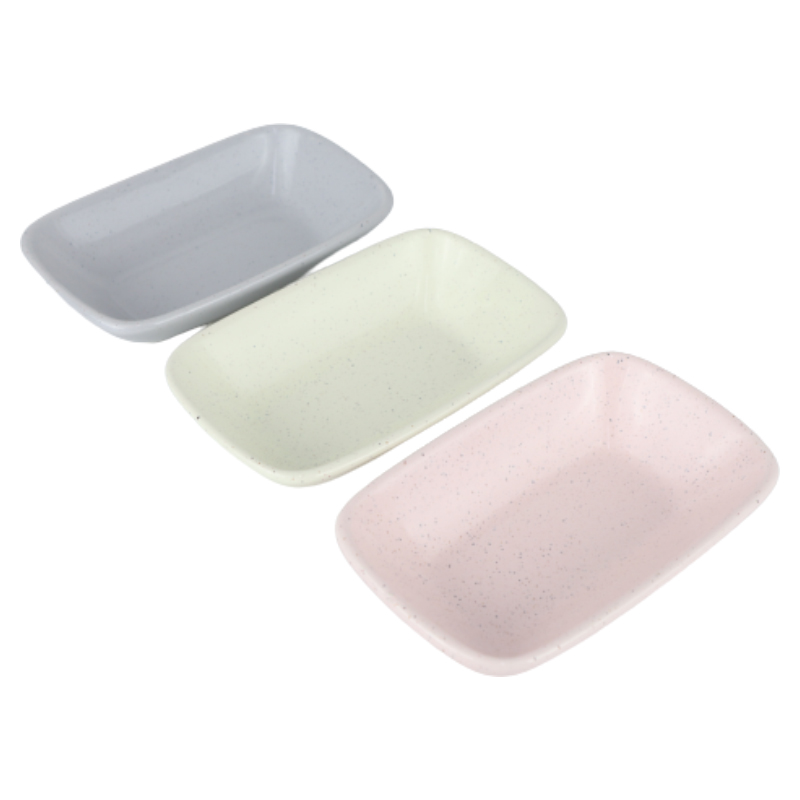 PLAT CERAMIQUE 16,5 X 11,5 X 4 CM MIX JAUNE/GRIS/ROSE