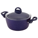 FAITOUT GRANIT 24 CM. 4,5 LT. COUVERCLE VERRE. BLEU ANTHRACITE