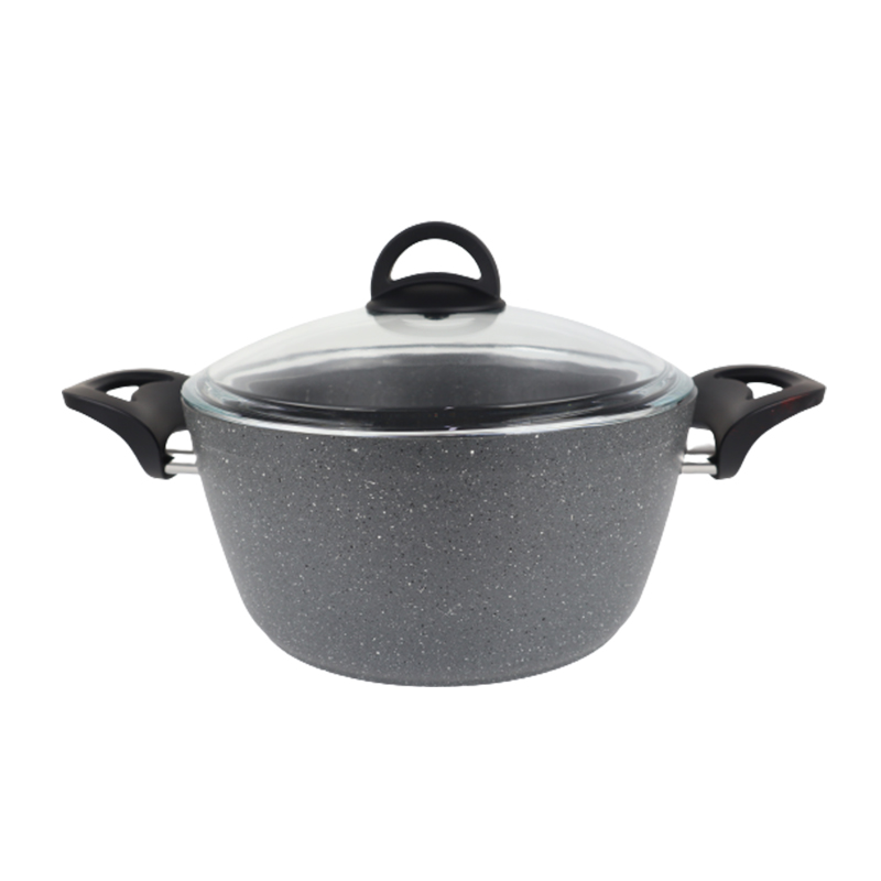 FAITOUT GRANIT 24 CM. 4,5 LT. COUVERCLE VERRE. GRIS ANTHRACITE