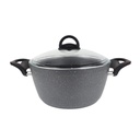 FAITOUT GRANIT 24 CM. 4,5 LT. COUVERCLE VERRE. GRIS ANTHRACITE