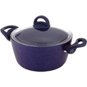 FAITOUT GRANIT 26 CM. 5,5 LT. COUVERCLE VERRE. BLEU ANTHRACITE
