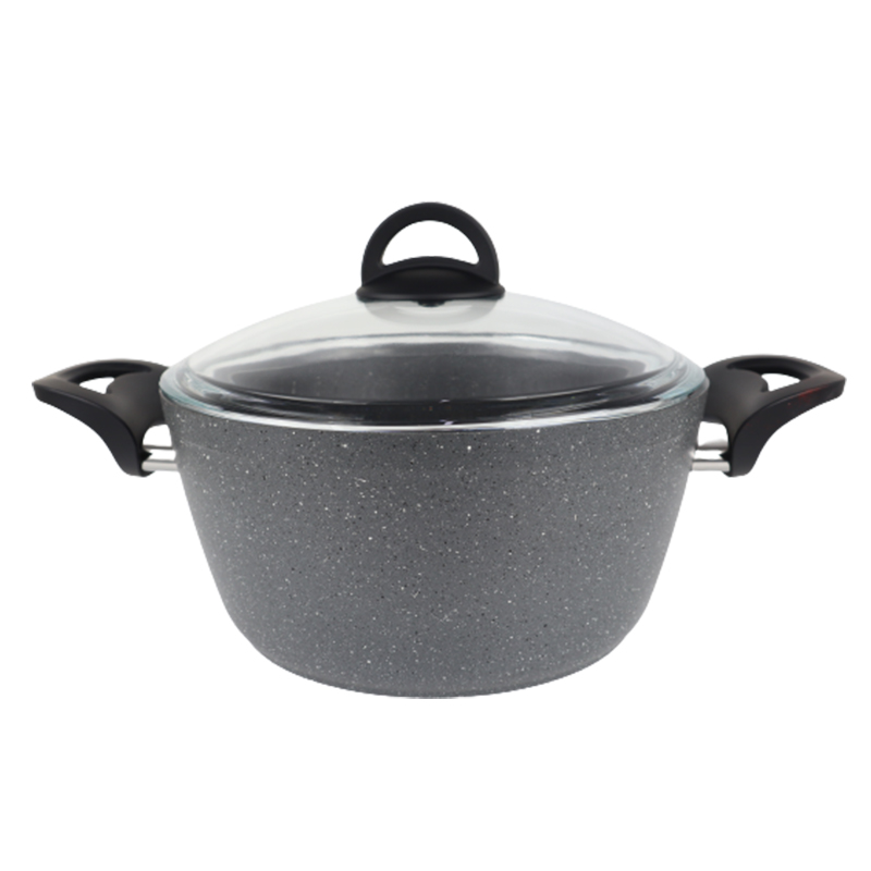 FAITOUT GRANIT 26 CM. 5,5 LT. COUVERCLE VERRE. GRIS ANTHRACITE