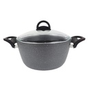 FAITOUT GRANIT 26 CM. 5,5 LT. COUVERCLE VERRE. GRIS ANTHRACITE