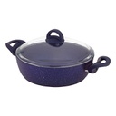 FAITOUT GRANIT 26 CM. 3,5 LT. COUVERCLE VERRE. BLEU ANTHRACITE