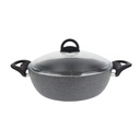 FAITOUT GRANIT 26 CM. 3,5 LT. COUVERCLE VERRE. GRIS ANTHRACITE