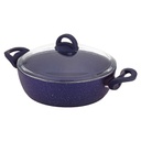 FAITOUT GRANIT 28 CM. 4,5 LT. COUVERCLE VERRE. BLEU ANTHRACITE