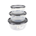 SET 3 BOITES PLASTIQUE (300-700-1100ml) GRIS