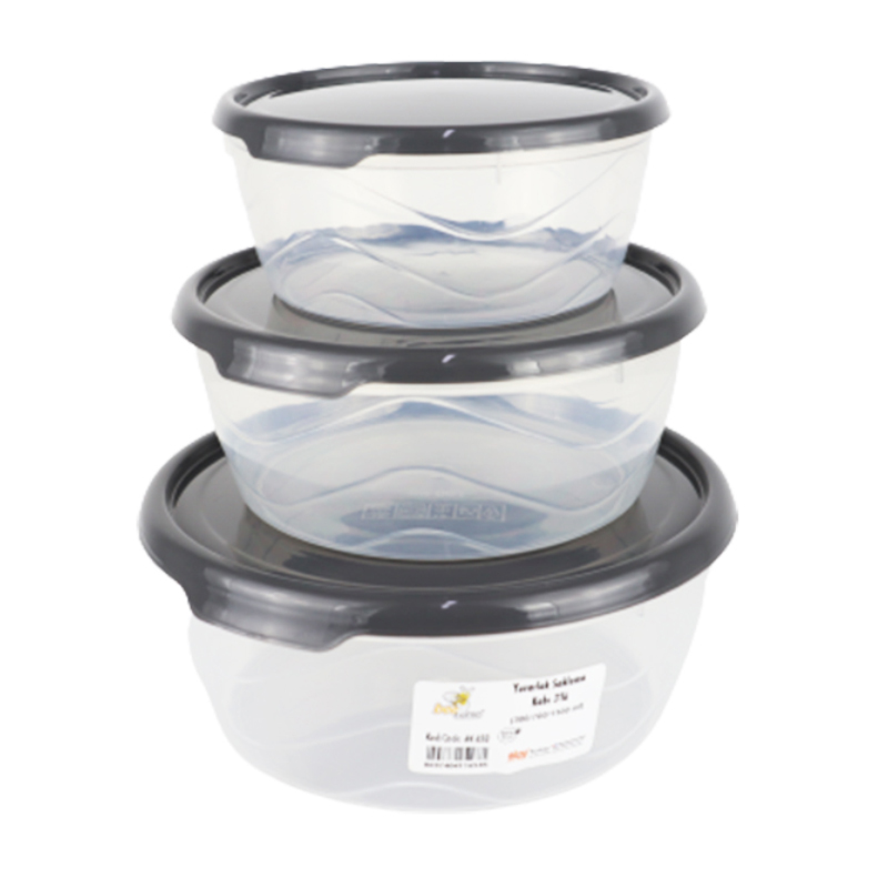 SET 3 BOITES PLASTIQUE (700-1100-1750ml) TRANSPARENT GRIS