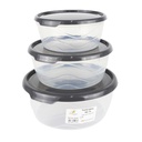 SET 3 BOITES PLASTIQUE (700-1100-1750ml) TRANSPARENT GRIS