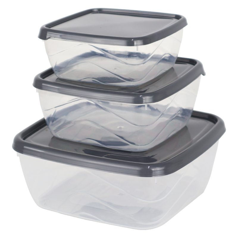 SET 3 BOITES PLASTIQUE (250 ML-500ML-900ML) GRIS