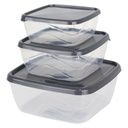 SET 3 BOITES PLASTIQUE (250 ML-500ML-900ML) GRIS