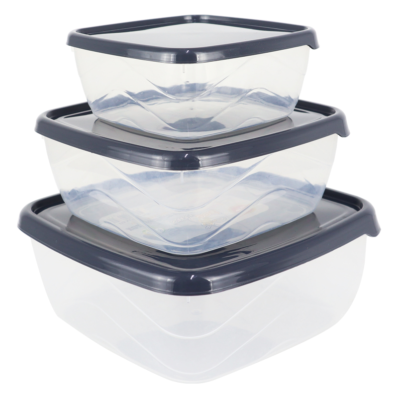 SET 3 BOITES PLASTIQUE (500ML-900ML-1500ML) TRANSPARENT GRIS