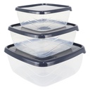 SET 3 BOITES PLASTIQUE (500ML-900ML-1500ML) TRANSPARENT GRIS