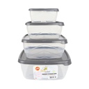 SET 4 BOITES PLASTIQUE
(500ML-900ML-1500ML-2500ML) GRIS