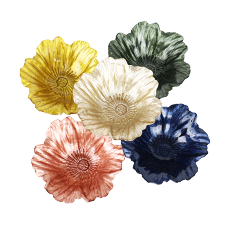 ASSIETTE DESIGN VERRE 12 X 12 CM COULEURS MIX