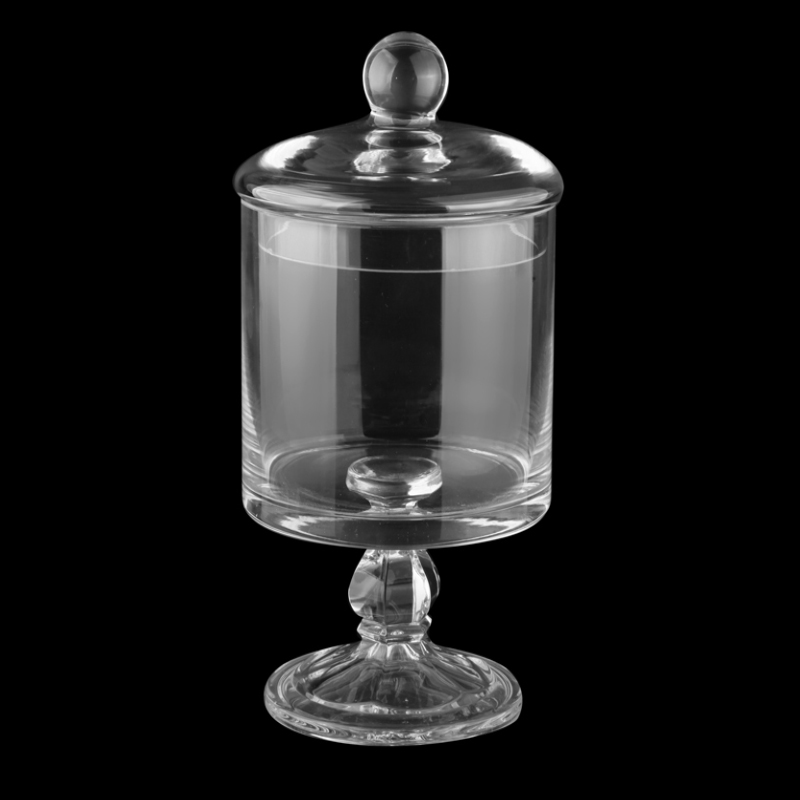 PRESENTOIR ALIMENTS VERRE 12x24cm AVEC PIED + COUVERCLE
