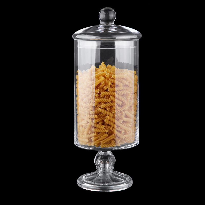 PRESENTOIR ALIMENTS VERRE 12x28cm AVEC PIED + COUVERCLE