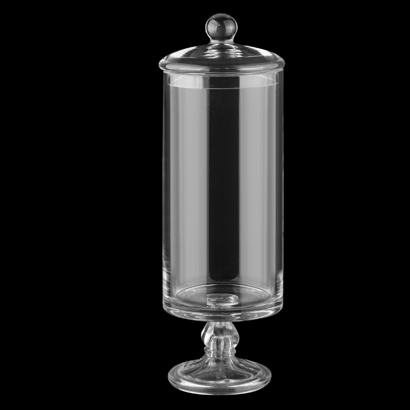 PRESENTOIR ALIMENTS VERRE 12x31.5 cm AVEC PIED + COUVERCLE