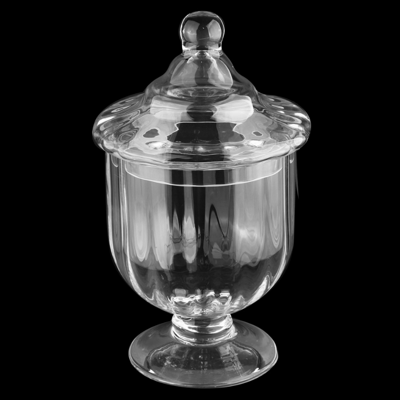 PRESENTOIR ALIMENTS VERRE 15x29 cm AVEC PIED + COUVERCLE
