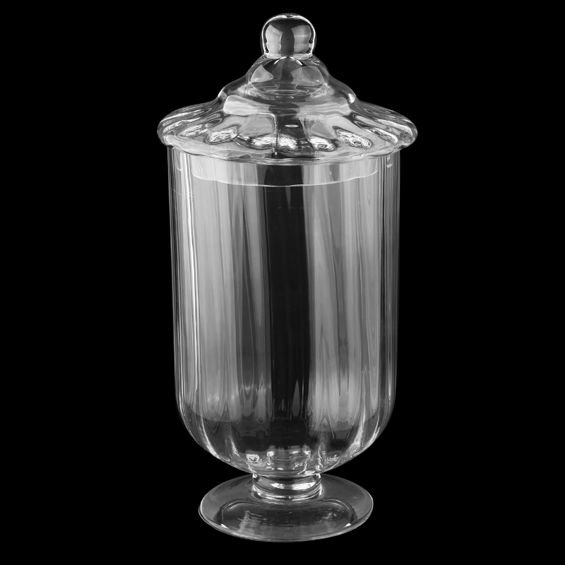 PRESENTOIR ALIMENTS VERRE 15x34 cm AVEC PIED + COUVERCLE
