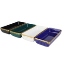 PLAT CERAMIQUE 19 X 8,5 X 4 CM MIX BLANC/NOIR/BLEU/VERT