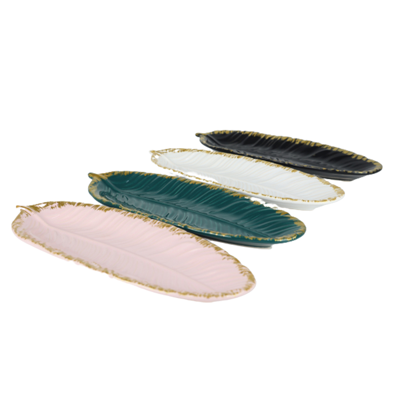 PLAT CERAMIQUE 26 X 10 X 2 CM MIX BLANC/NOIR/BLEU/VERT