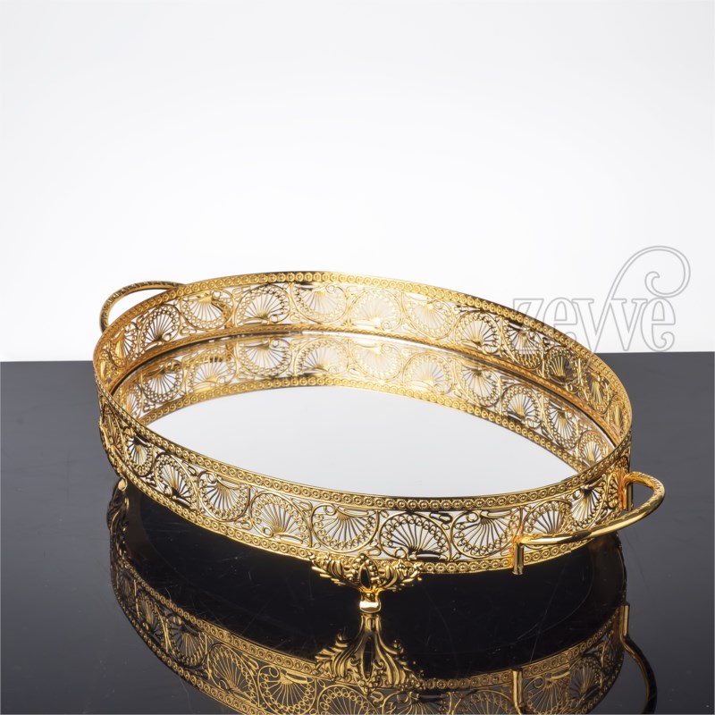 PLATEAU DECO OVAL 36X20 CM MODELE OR 