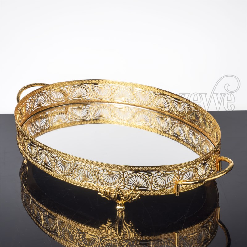 PLATEAU DECO OVAL 44X26 CM MODELE OR 