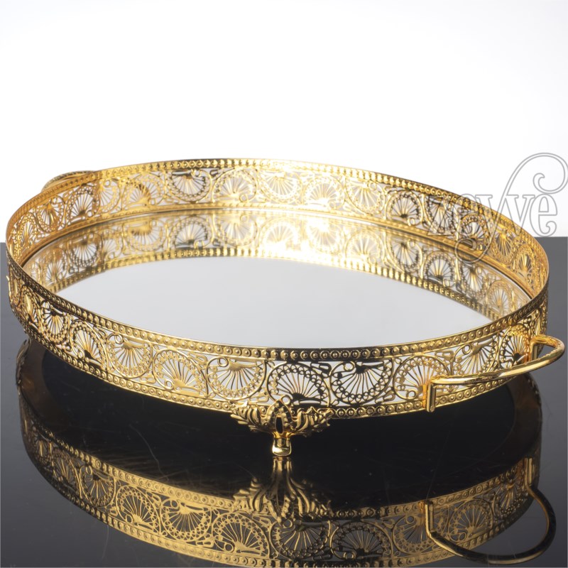 PLATEAU DECO OVAL 51X33 CM MODELE OR 
