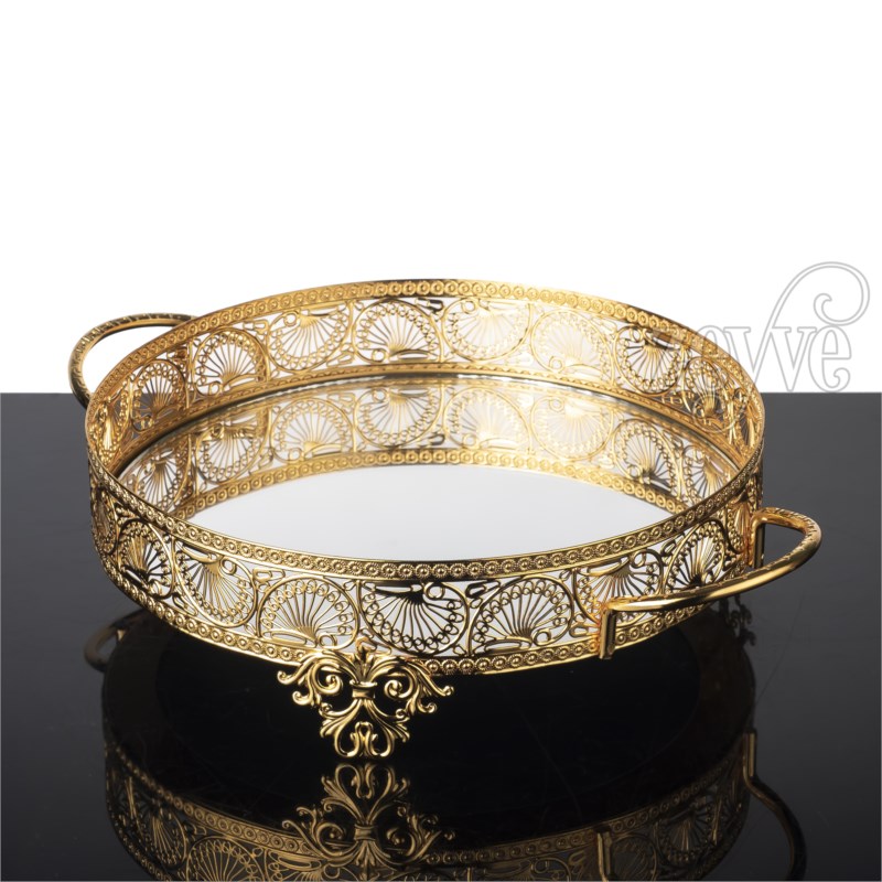 PLATEAU DECO ROND 30 CM MODELE OR 