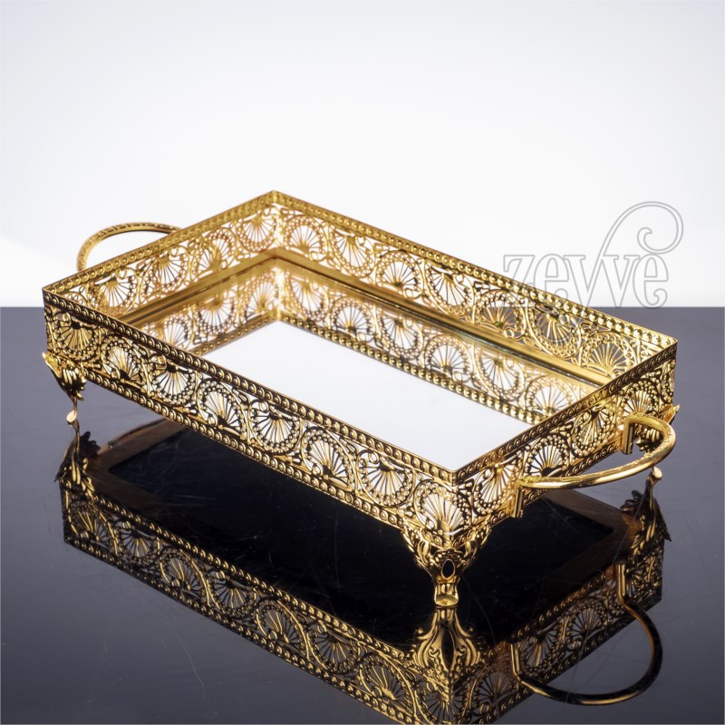 PLATEAU DECO RECTANGULAIRE 40X18 CM MODELE OR 