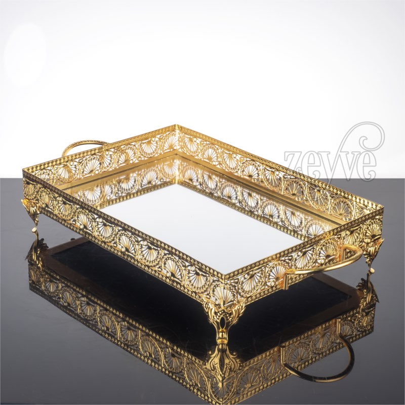 PLATEAU DECO RECTANGULAIRE 44X24 CM MODELE OR 