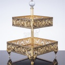 PLATEAU DECO CARRE 2 NIVEAUX 25X30 CM MODELE OR 