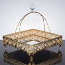 PLATEAU DECO POIGNEE CARRE 24X24X24 CM MODELE OR 