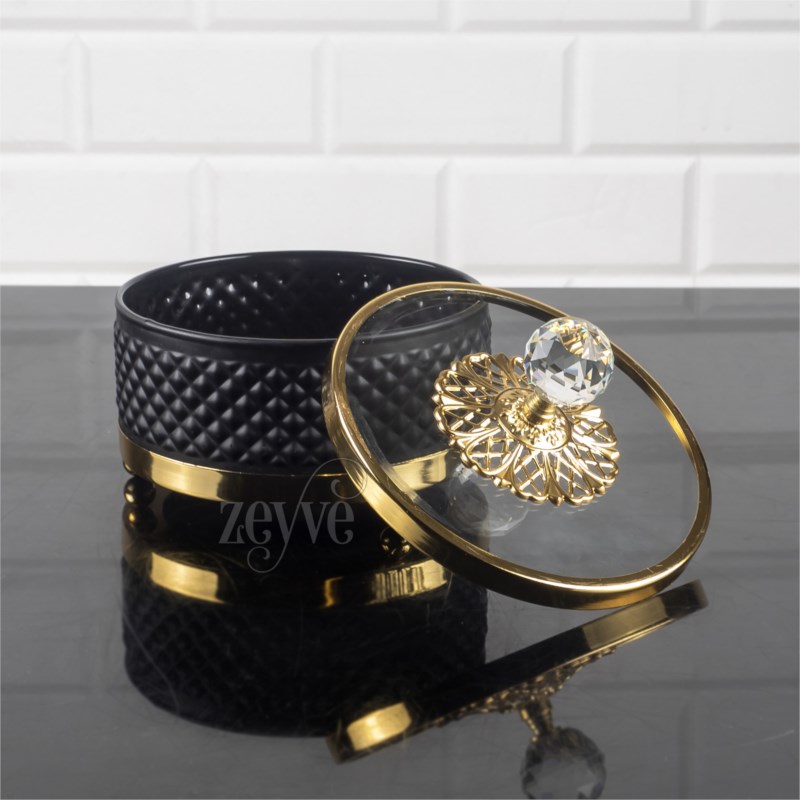 BOITE DECO AVEC COUVERCLE VERRE 14X14X13 CM MODELE OR