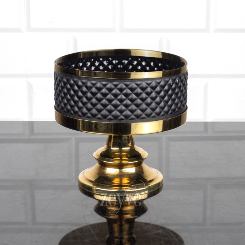 PLATEAU VERRE NOIR AVEC PIED 14X14X14 CM MODELE OR 