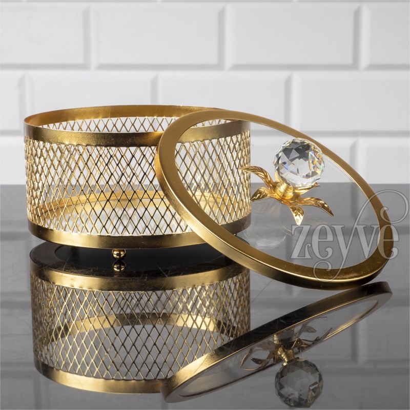 BOITE DECO AVEC COUVERCLE VERRE 12X15 CM MODELE OR