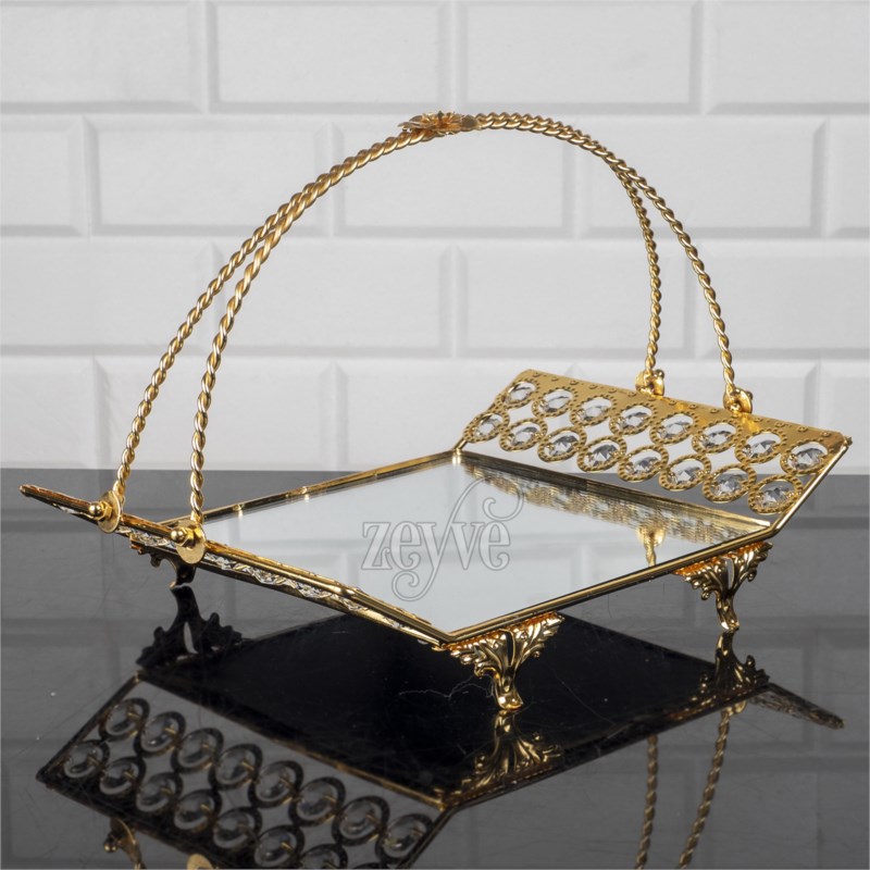 PLATEAU PRESENTATION DECO POIGNEE 30x20x20cm MODELE OR 
