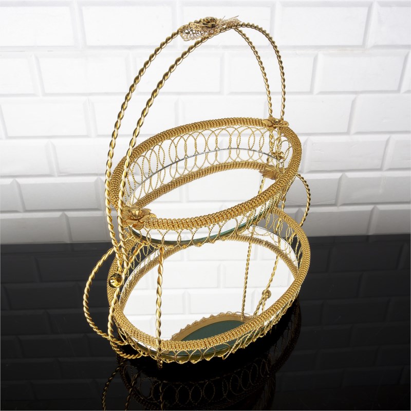 PLATEAU PRESENTATION 2 NIVEAUX 38X36 CM MODELE OR 