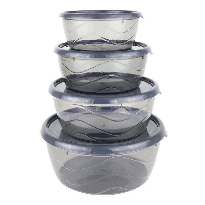SET 4 PIECES RANGEMENT ALIMENTAIRE (300/700/1100/1750 ML) TRANSPARENT GRIS