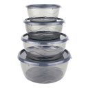 SET 4 PIECES RANGEMENT ALIMENTAIRE (300/700/1100/1750 ML) TRANSPARENT GRIS