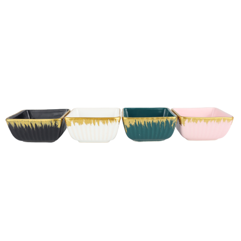 PLAT CERAMIQUE 8X8X4 CM MIX ROSE/BLANC/VERT/NOIR