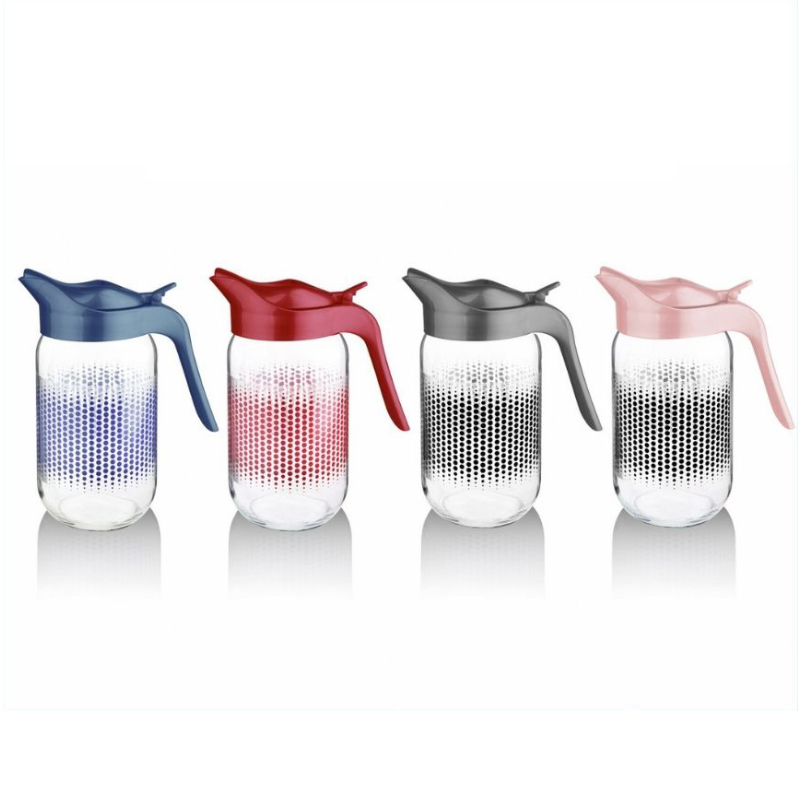 CARAFE VERRE 1000 CC MIX BLEU/GRIS/ROSE/ROUGE