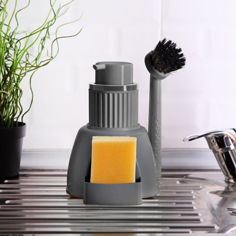 SET DISPENSEUR SAVON + BROSSE MIX GRIS/ROSE/ROUGE/CREME