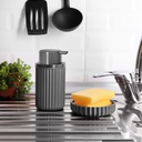 SET 2 PIECES DISPENSEUR SAVON + PORTE SAVON MIX GRIS/ROUGE/ROSE/BEIGE