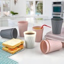 SET 3 GOBELETS PLASTIQUE 10X8 CM MIX GRIS/ROSE/CREME